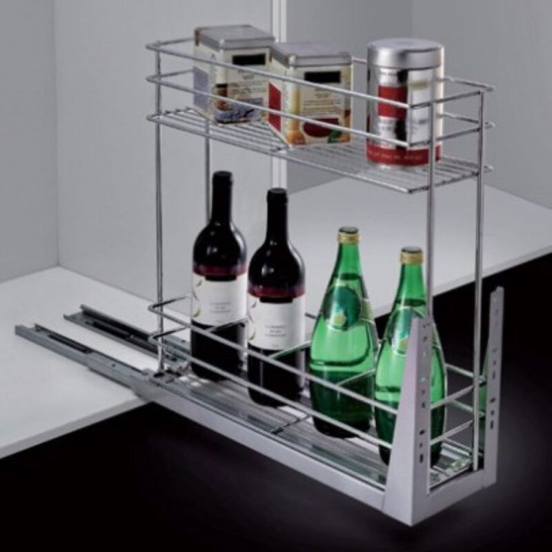 עגלת בקבוקים דו-קומתית למטבח - טריקה שקטה