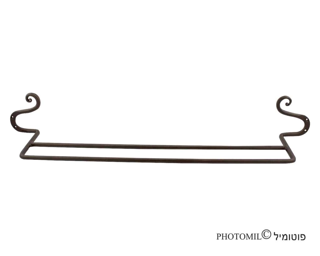 מתלה מגבות כפול דגם ספירלה מושחר - נדיר