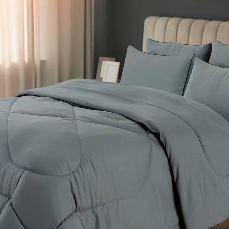 נאיה – סט מצעים פוך ממולא – אפור כהה